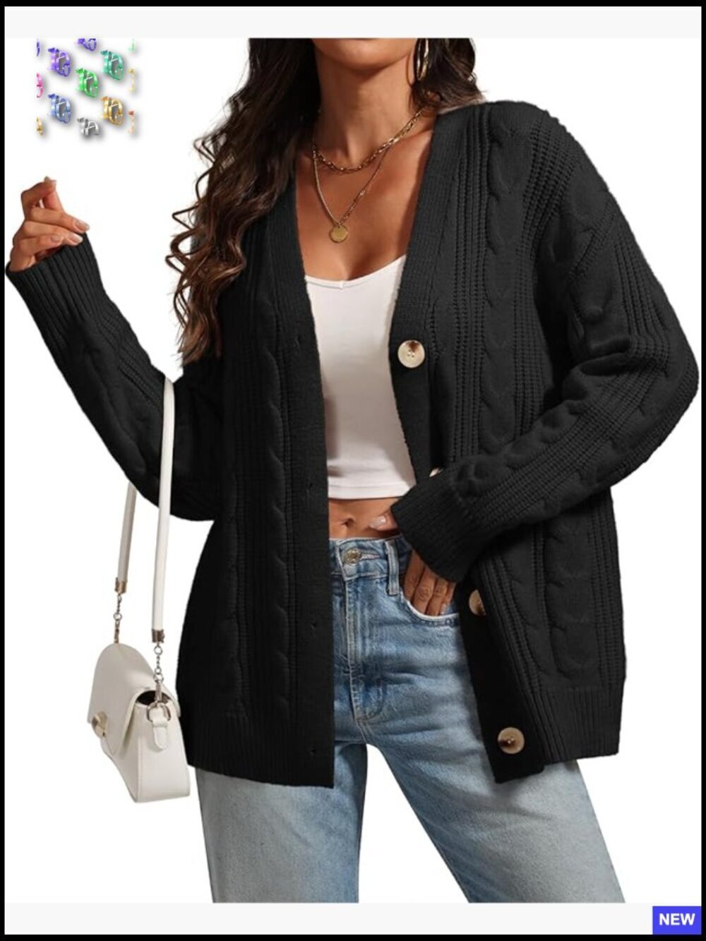 Oversized Cable Knit Cardigan Open Front Long Sleeve Chunky Winter Sweater Coat